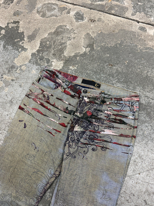 Just Cavalli Flower Print Bootcut Jeans