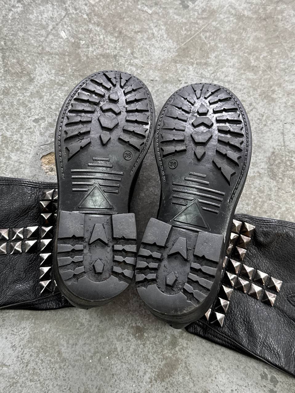 Vintage Genuine Leather Boots with Studs