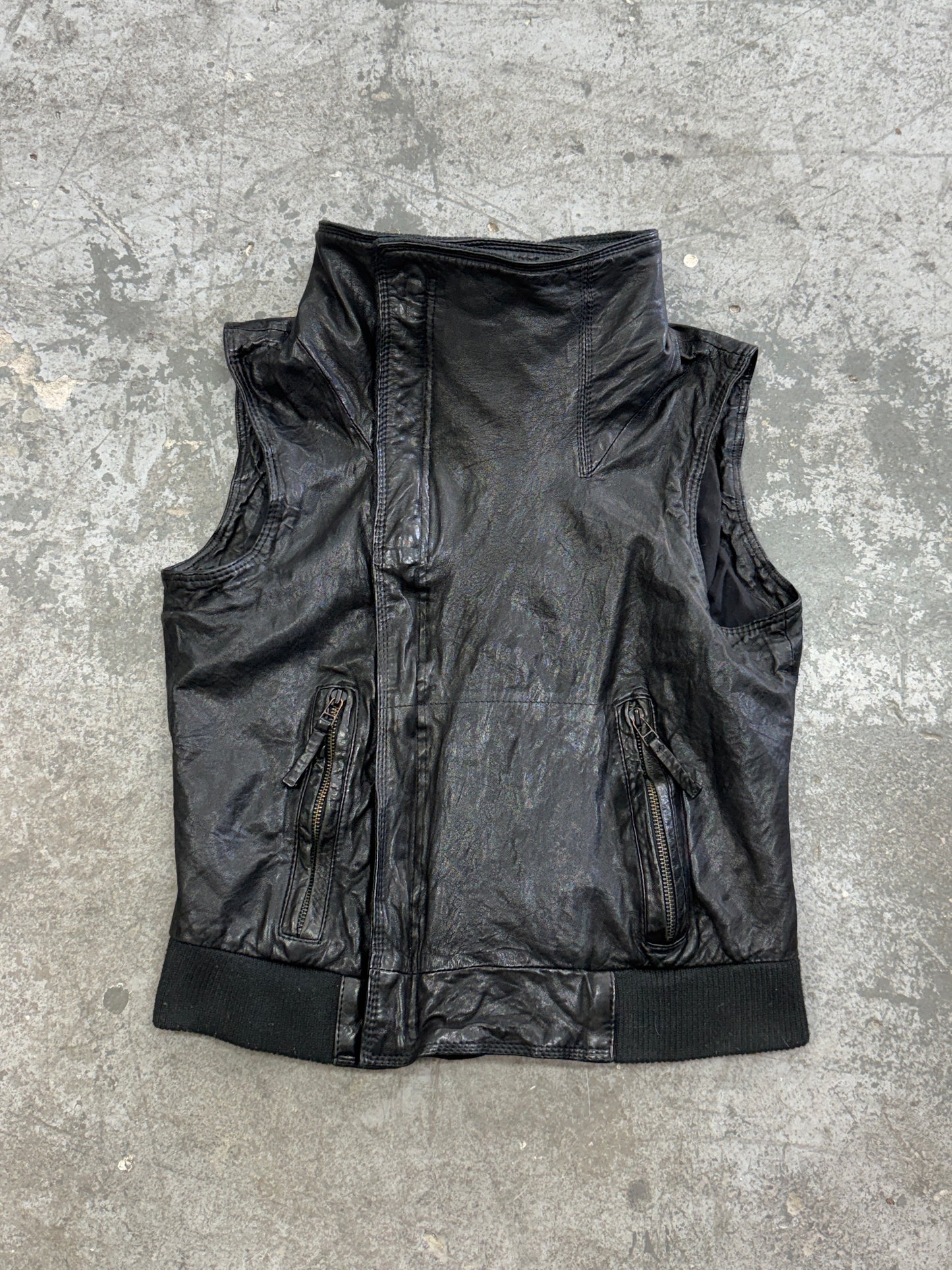 Asymmetrical Leather Vest