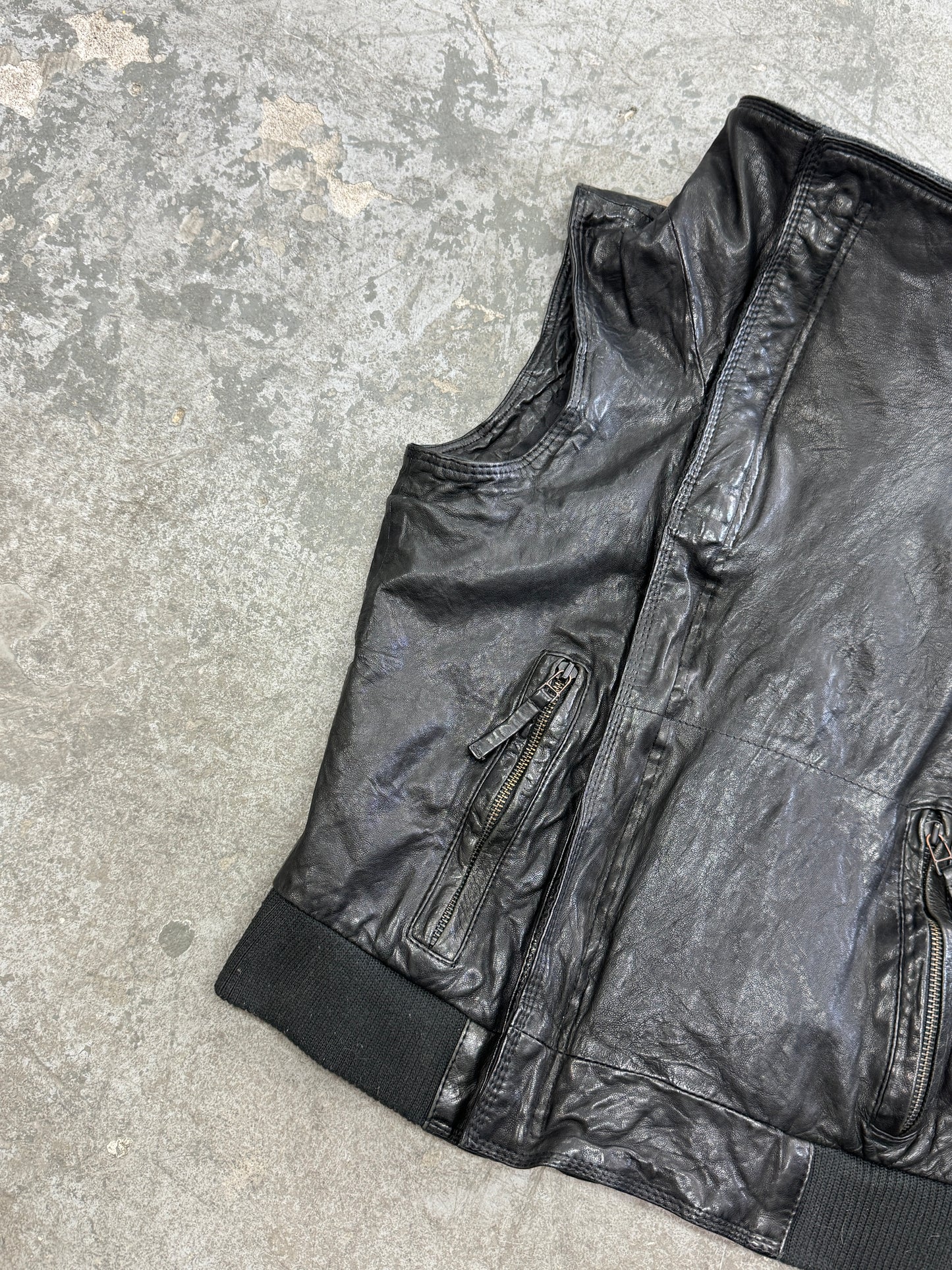 Asymmetrical Leather Vest