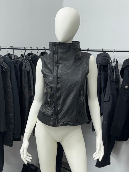 Asymmetrical Leather Vest
