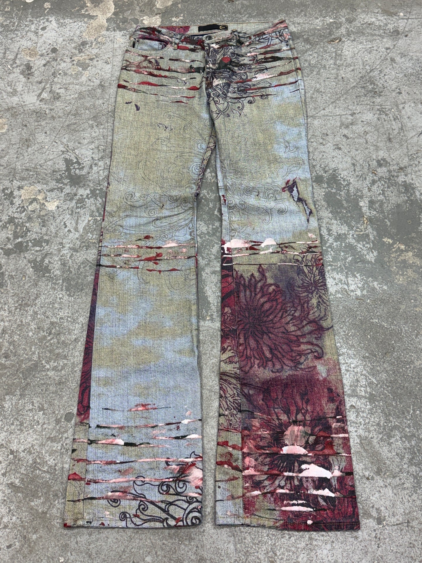 Just Cavalli Flower Print Bootcut Jeans
