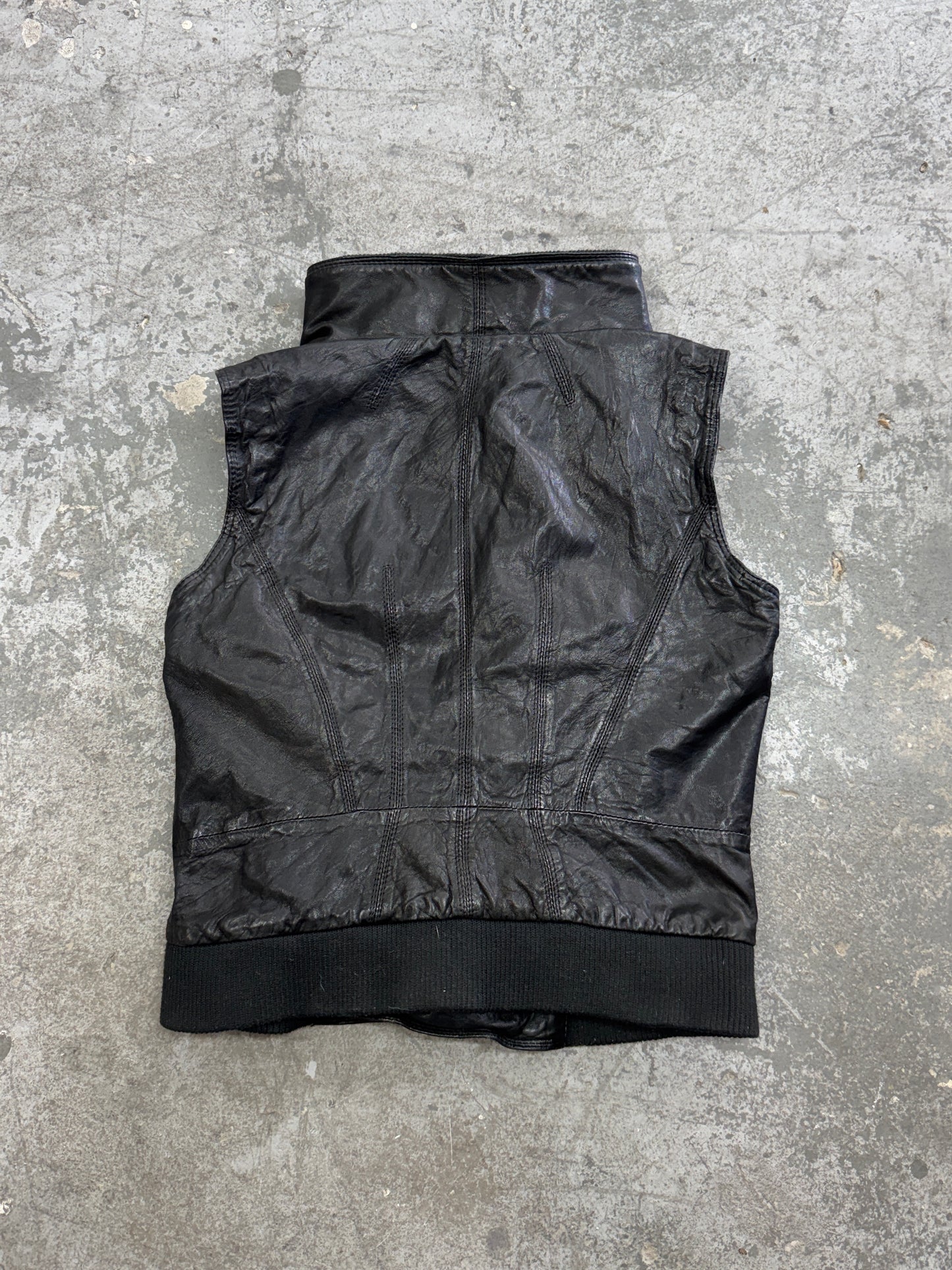 Asymmetrical Leather Vest