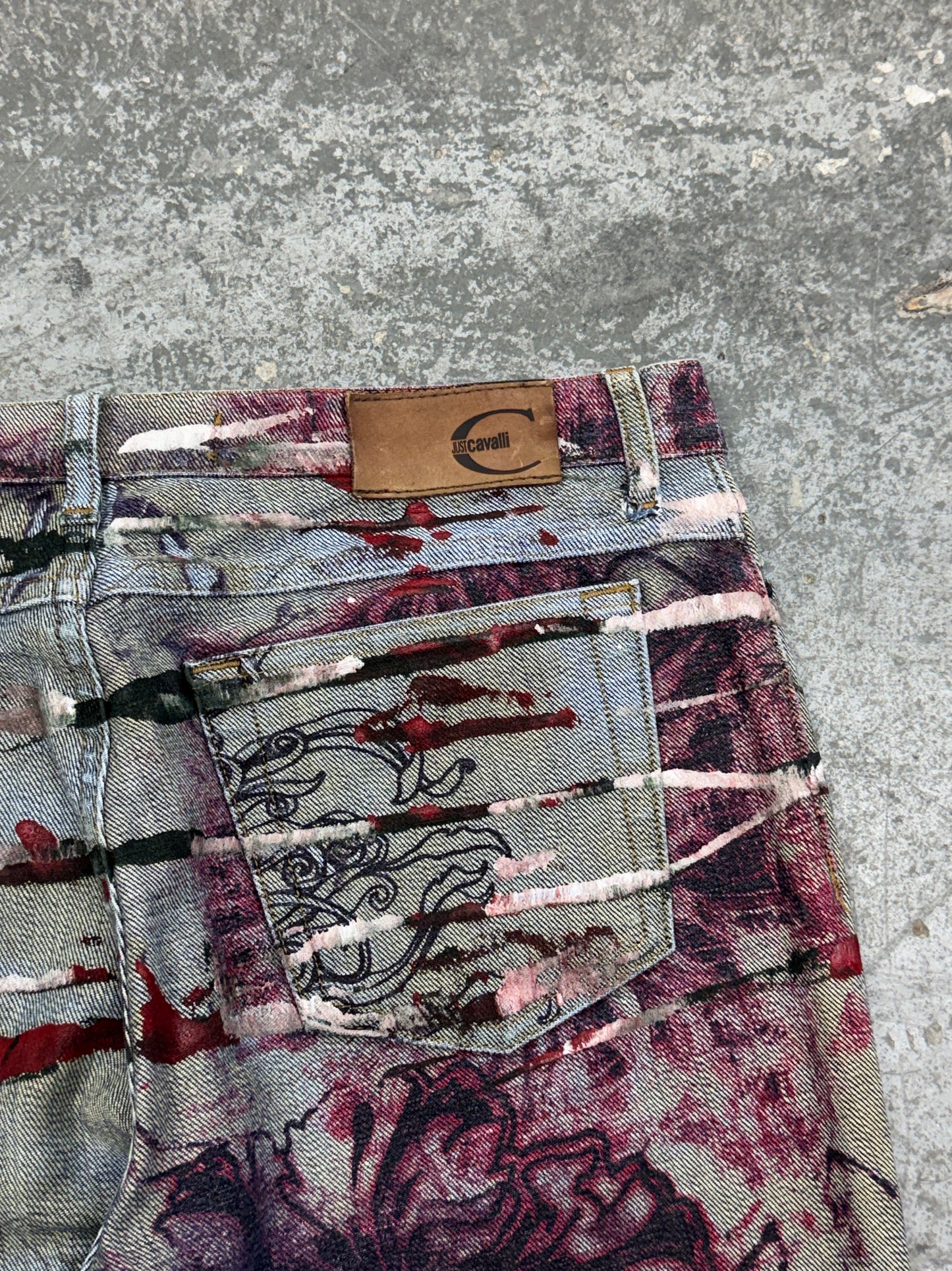 Just Cavalli Flower Print Bootcut Jeans