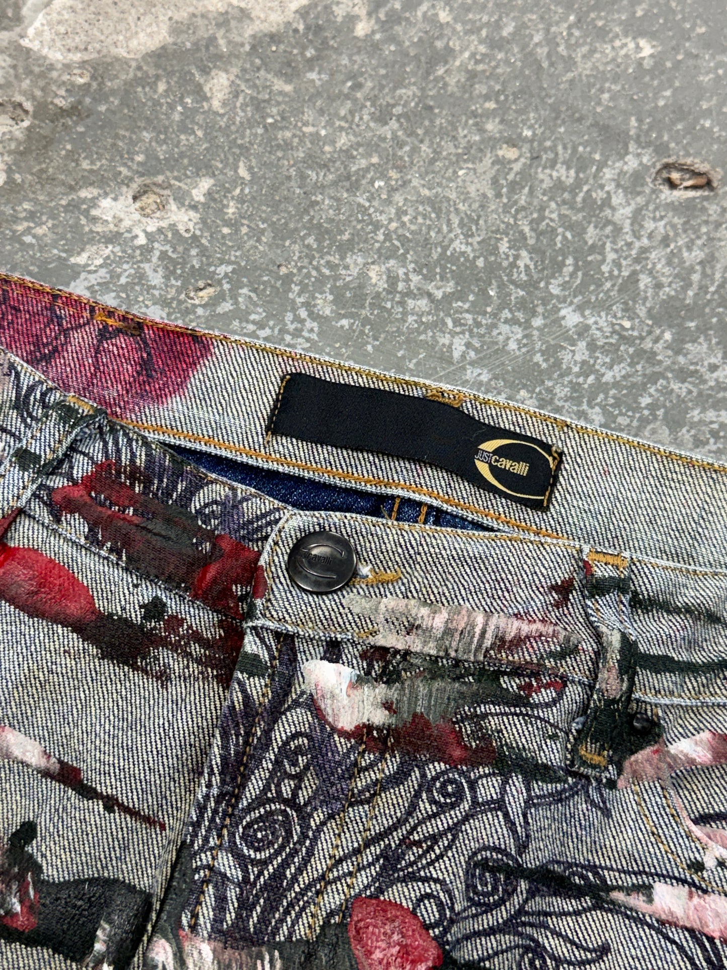 Just Cavalli Flower Print Bootcut Jeans