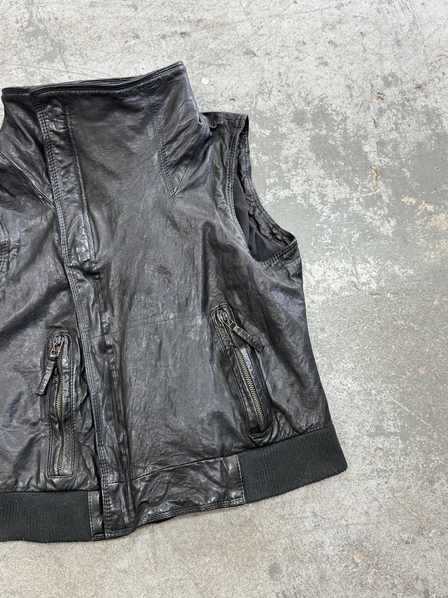 Asymmetrical Leather Vest