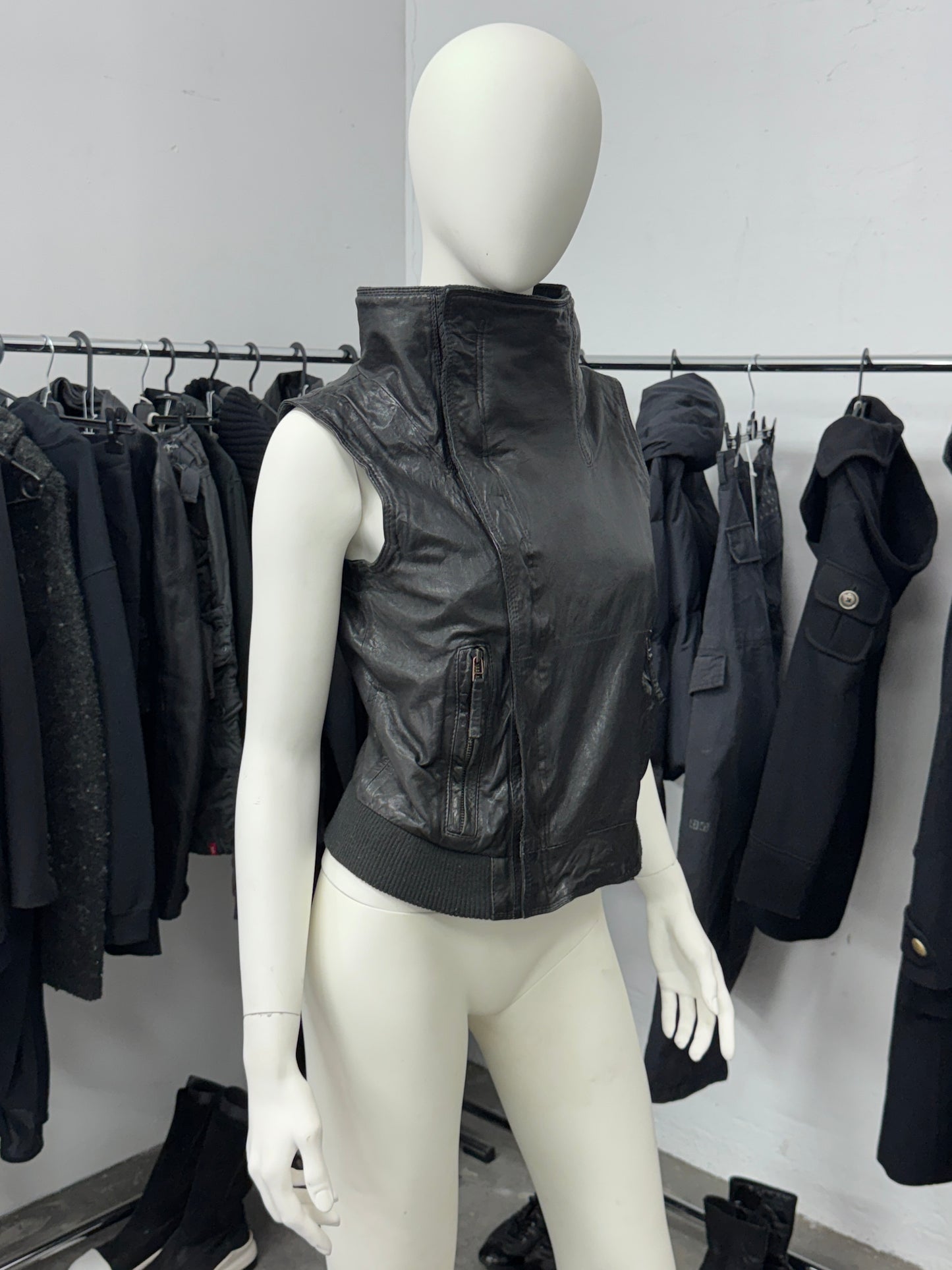 Asymmetrical Leather Vest