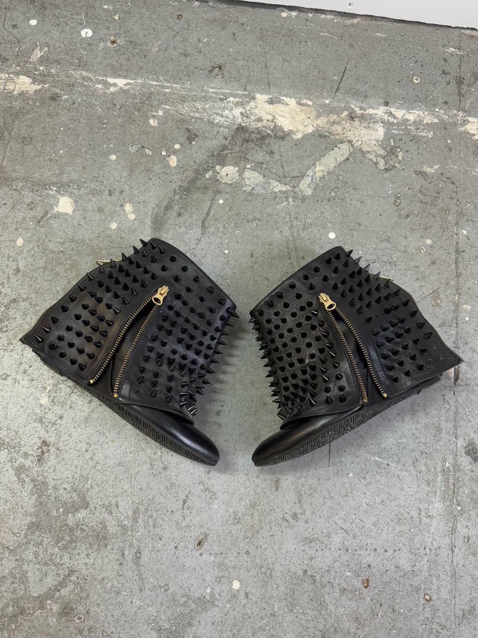 Genuine Leather Wedge Boots with Studs