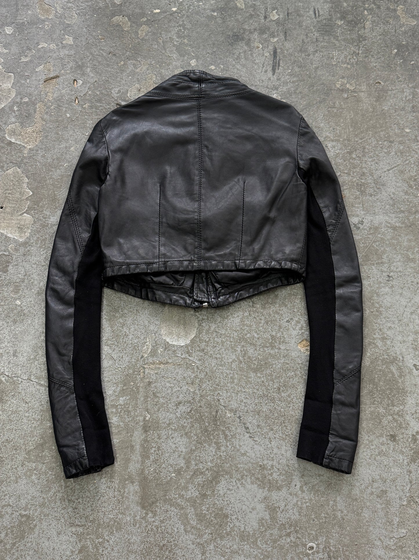 Vintage Genuine Leather Cropped Bomber Jacket