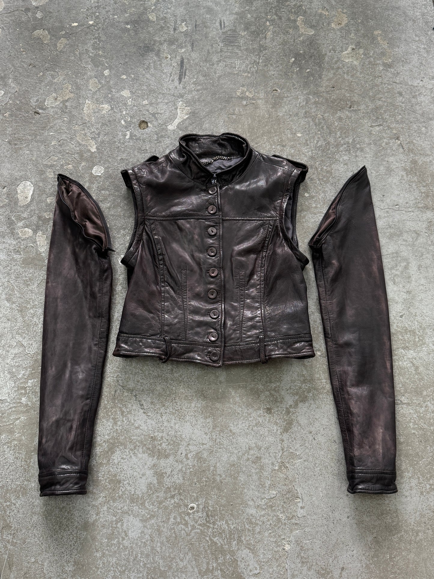Vintage Genuine Leather Transformer Jacket/Vest