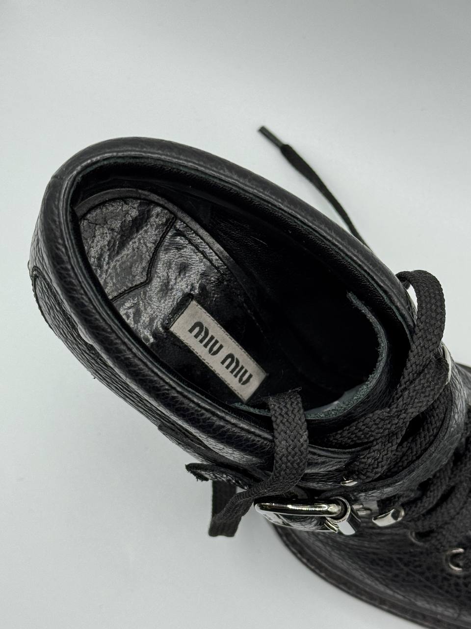 MIU MIU Leather Lace-Up Heels