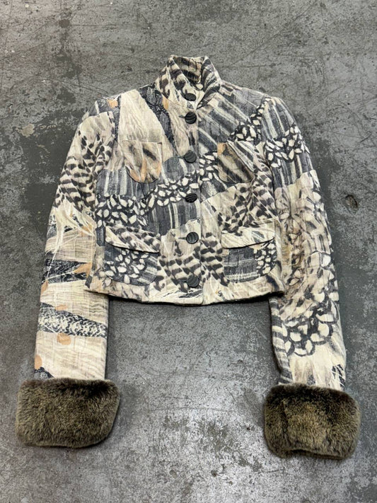 Roberto Cavalli Wool Jacket with Fur Cuffs
