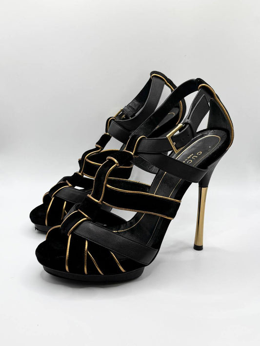 Vintage Gucci Velvet Gladiator Heels