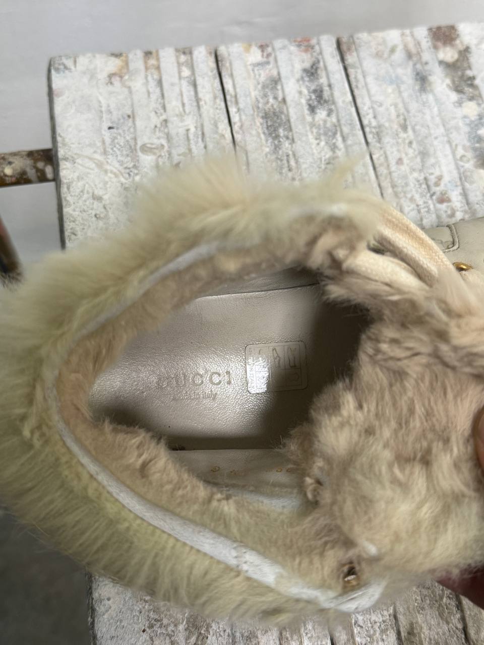 Monogram Gucci High-Top Sneakers with Fur Leather