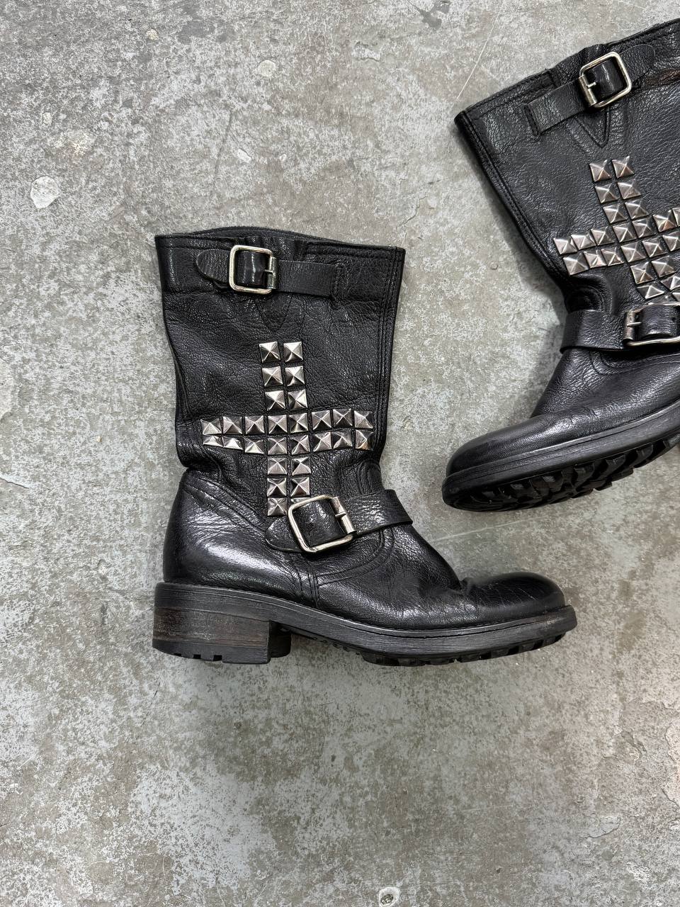 Vintage Genuine Leather Boots with Studs