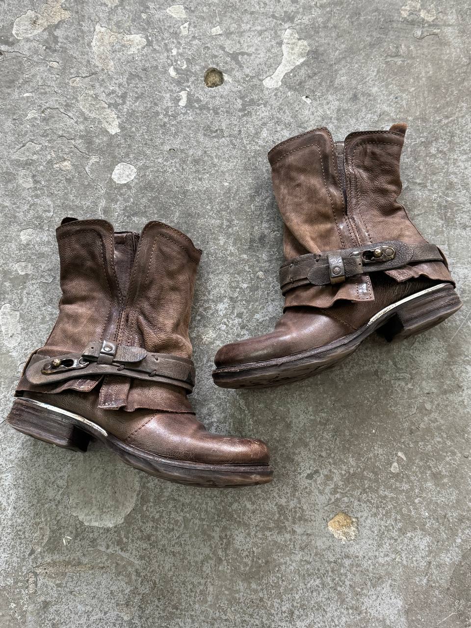 Vintage Leather Biker Boots A.S.98