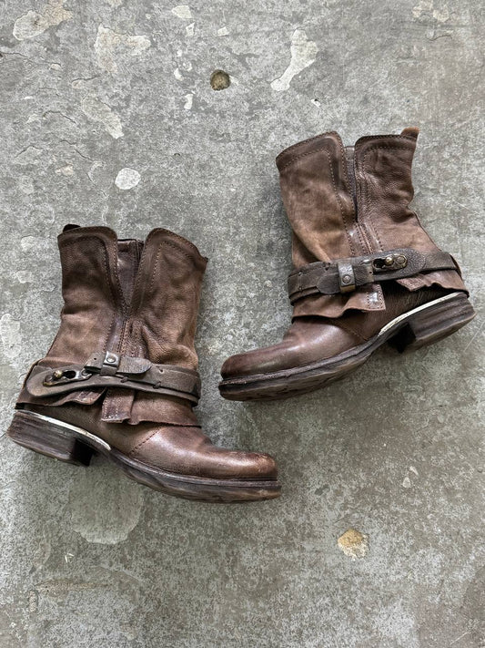 Vintage Leather Biker Boots A.S.98