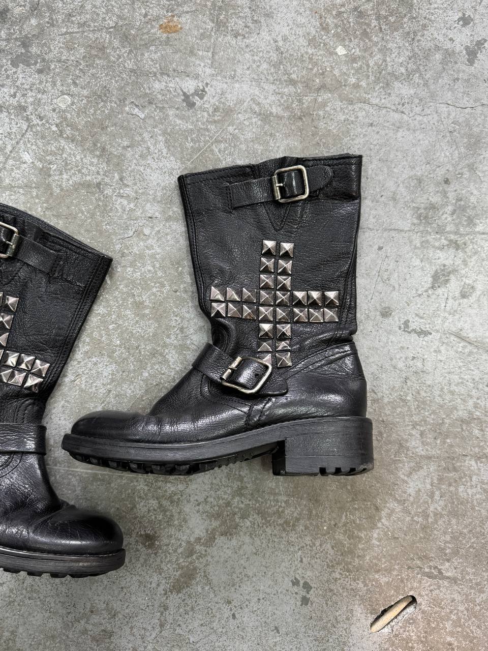Vintage Genuine Leather Boots with Studs