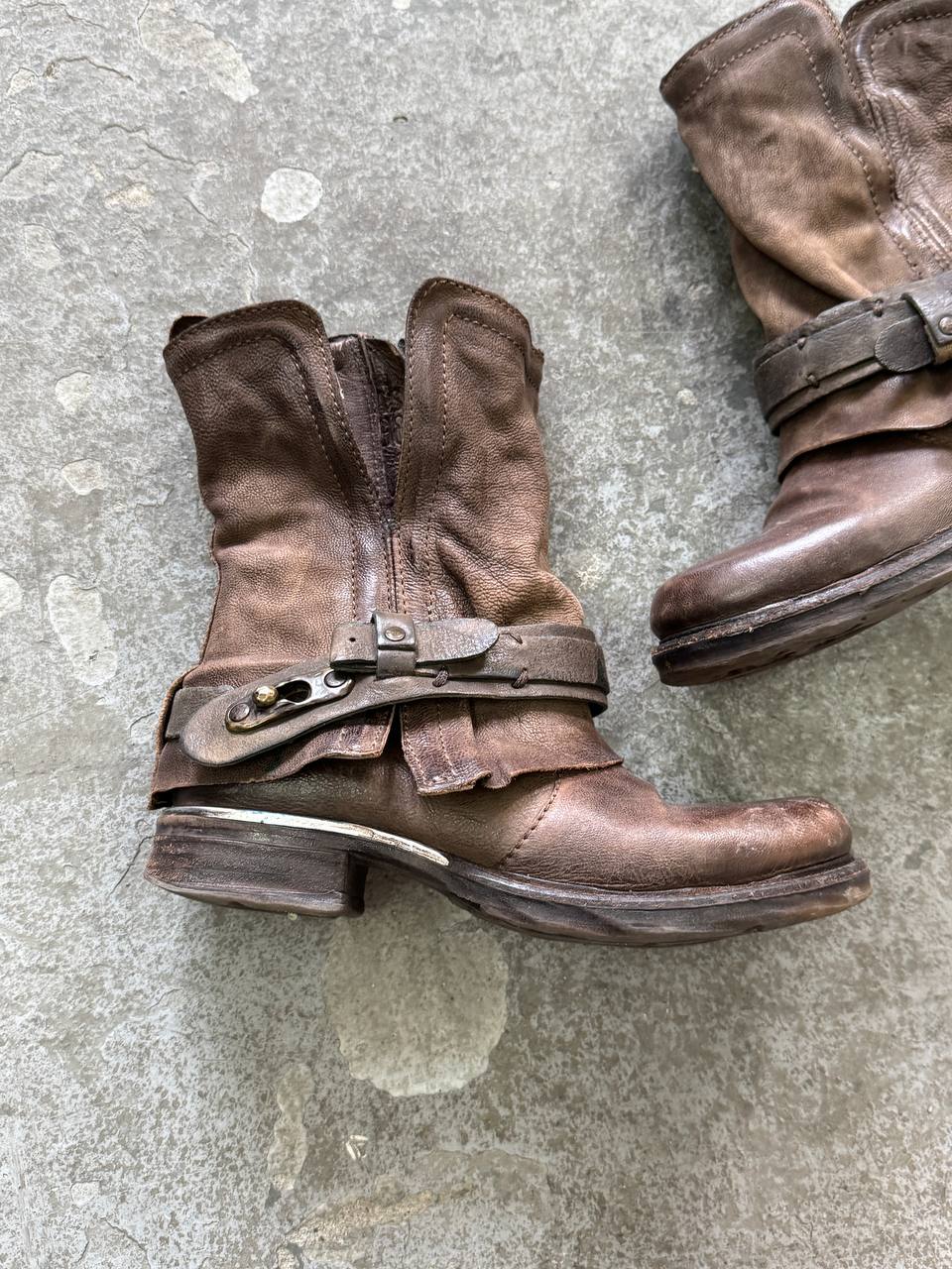 Vintage Leather Biker Boots A.S.98