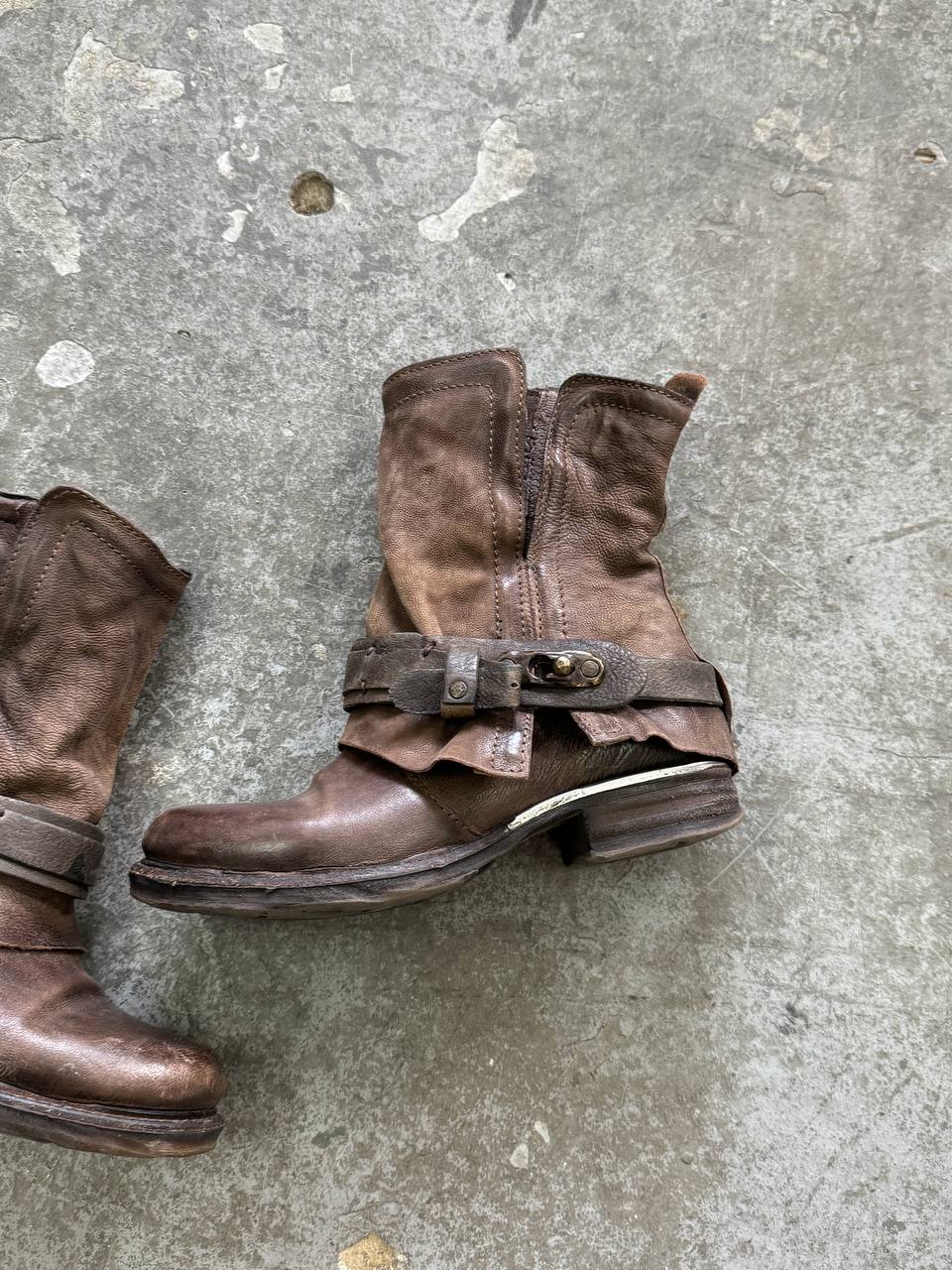 Vintage Leather Biker Boots A.S.98