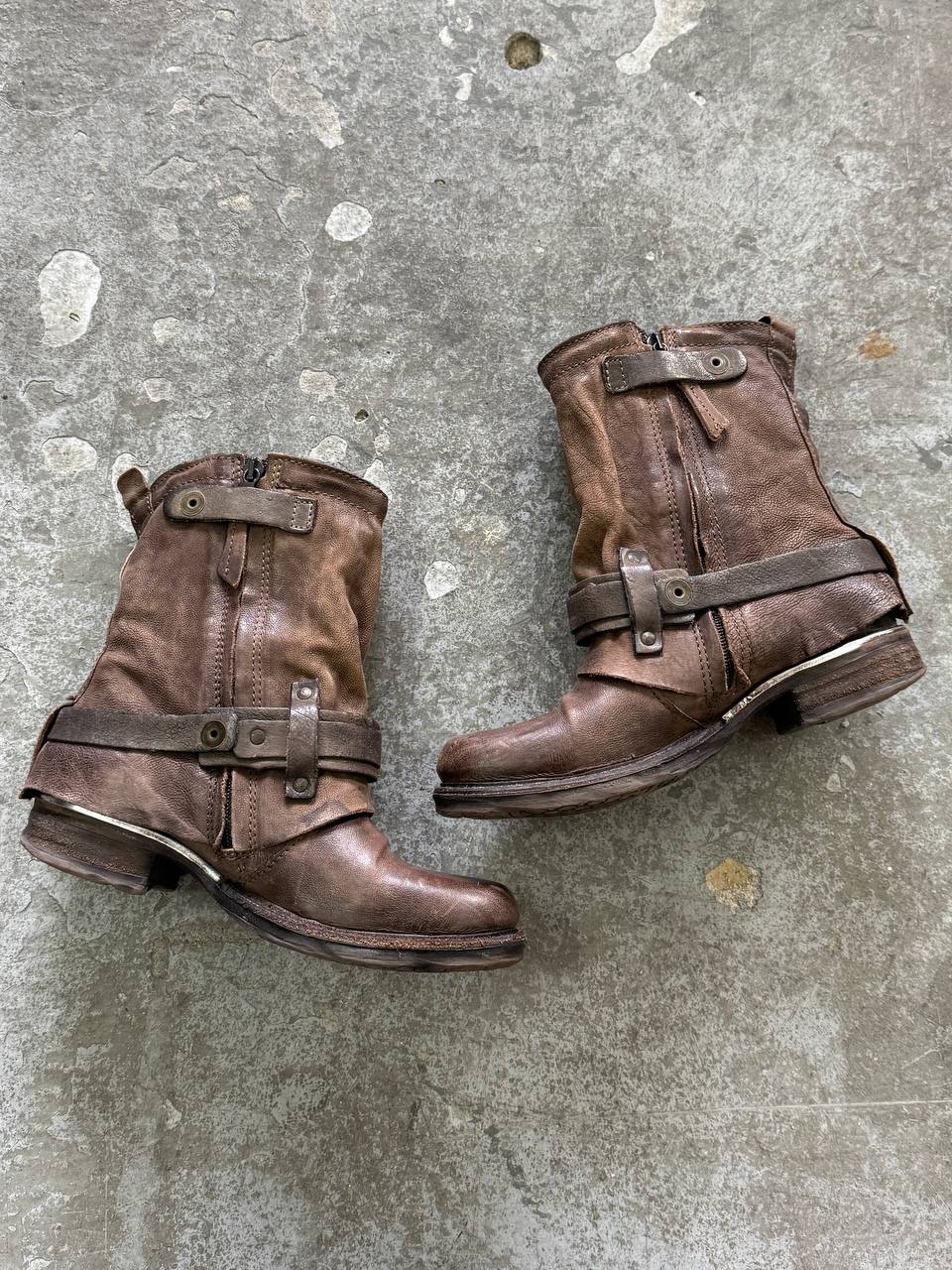 Vintage Leather Biker Boots A.S.98
