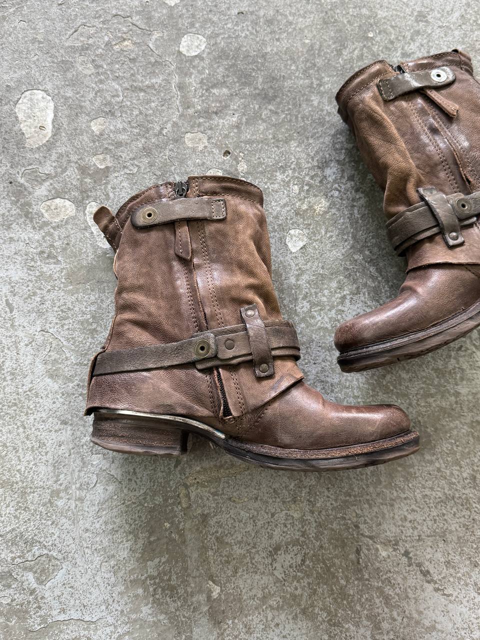 Vintage Leather Biker Boots A.S.98