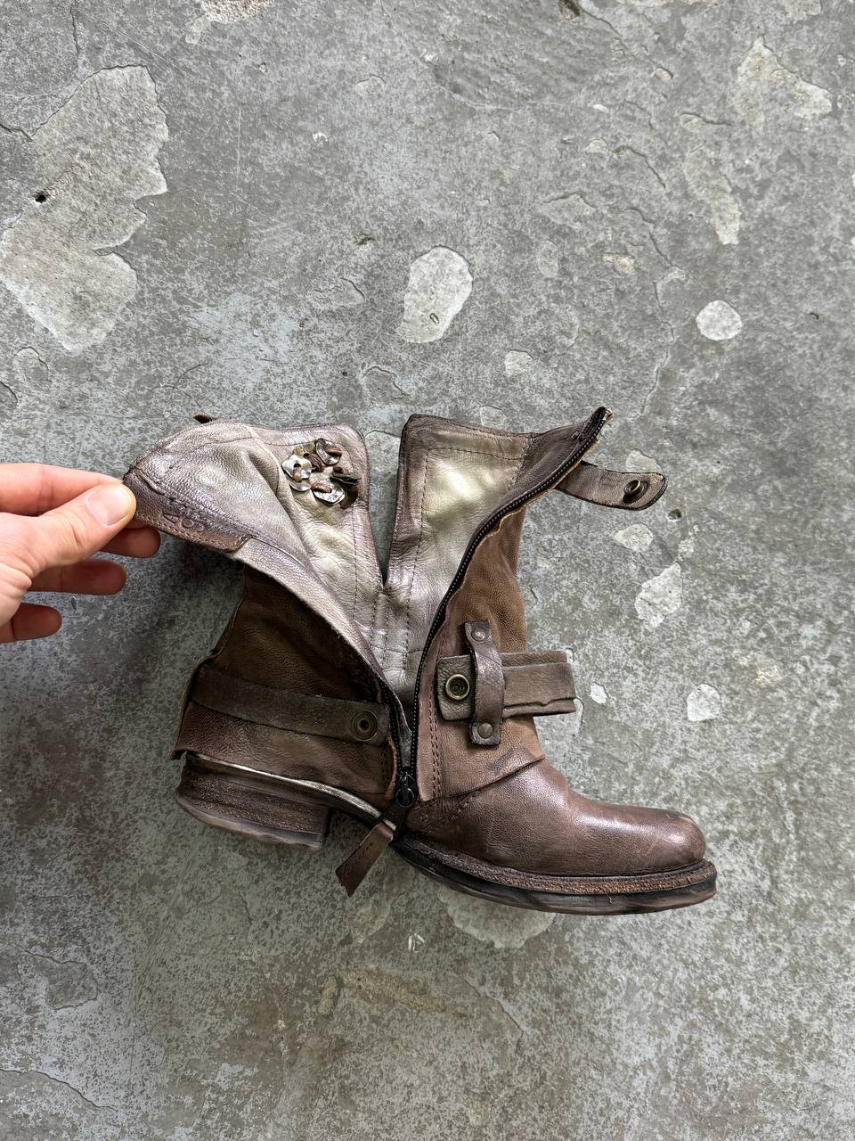 Vintage Leather Biker Boots A.S.98