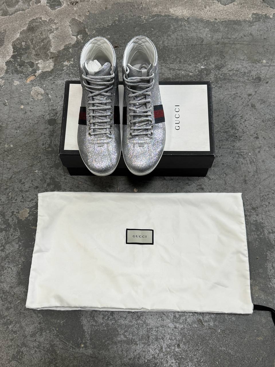 Gucci Silver High Sneakers