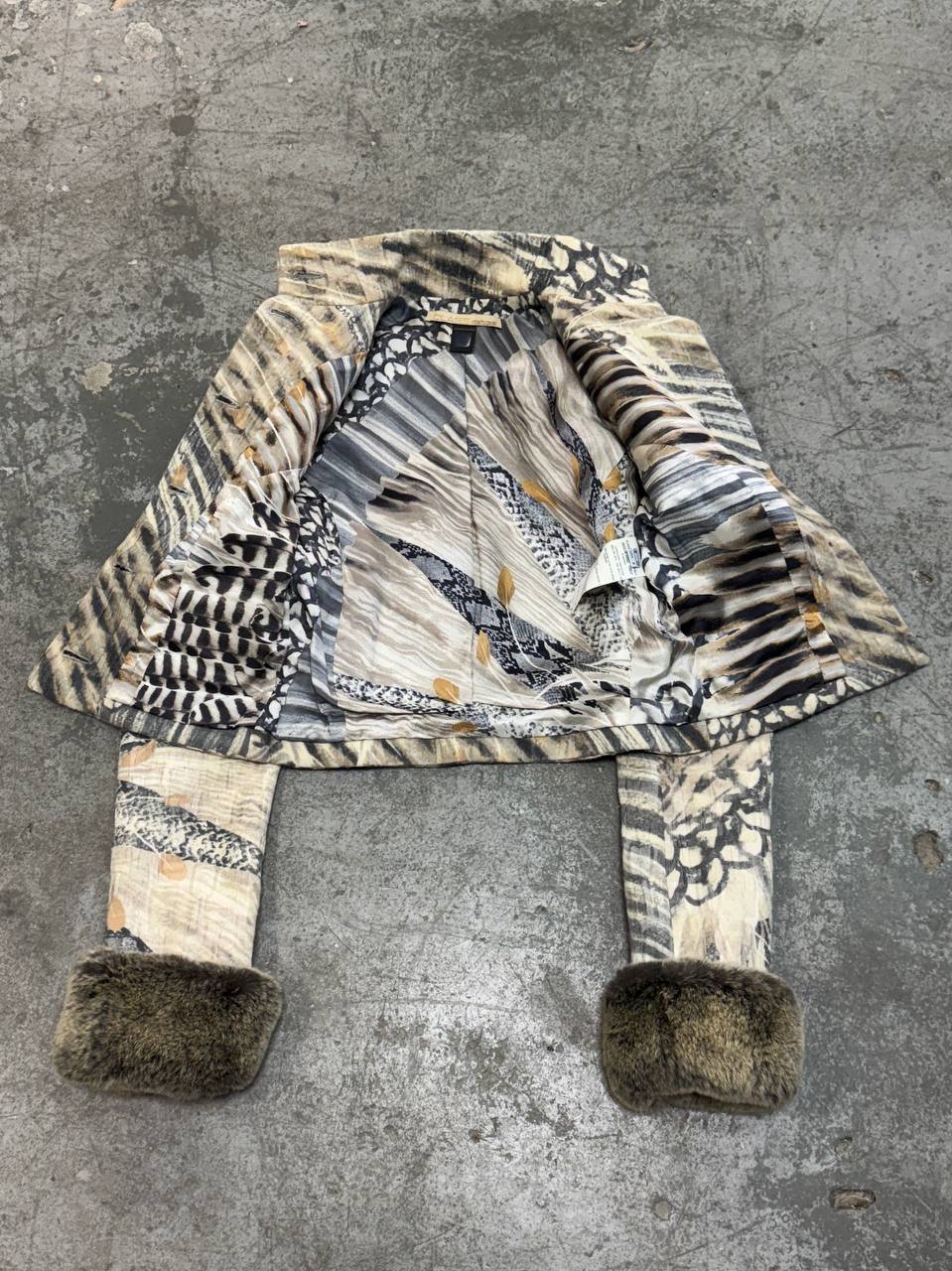 Roberto Cavalli Wool Jacket with Fur Cuffs