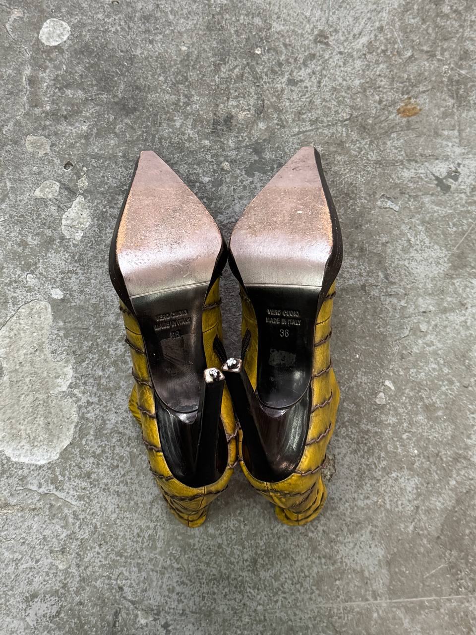 Y2K Leather Heels Vintage Made in Italy