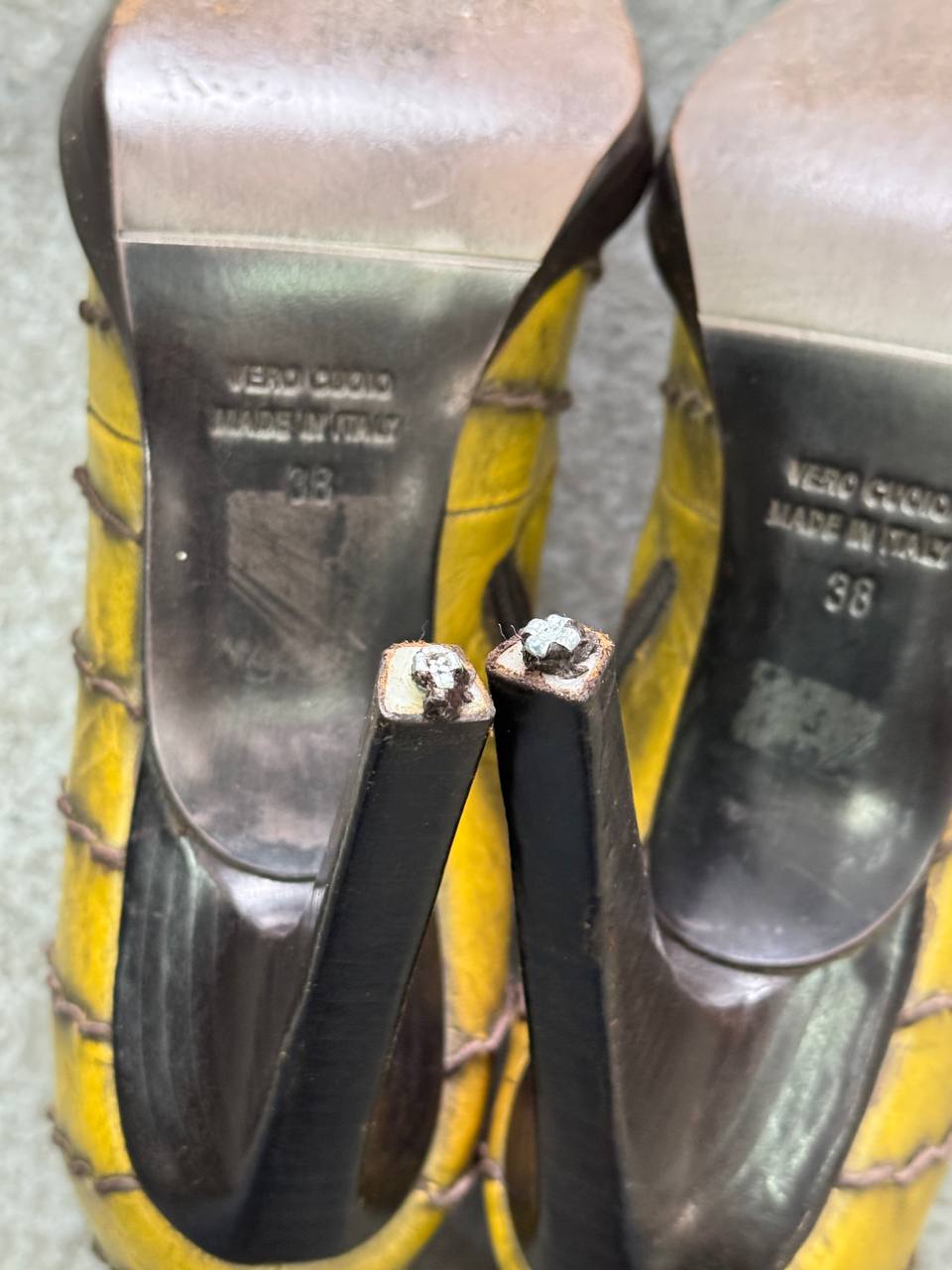Y2K Leather Heels Vintage Made in Italy